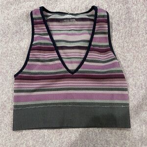 Garage Purple and Black Striped Crop Top